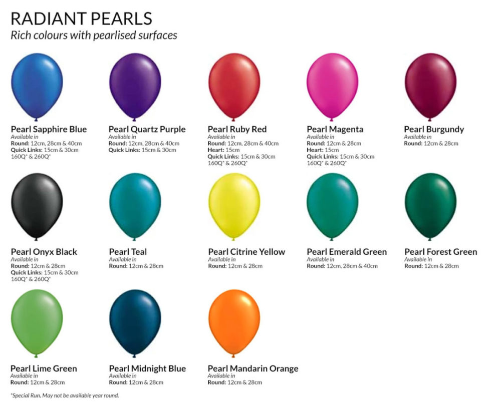 Qualatex Balloons Colour Chart Soda Pop Balloons Geelong, VIC